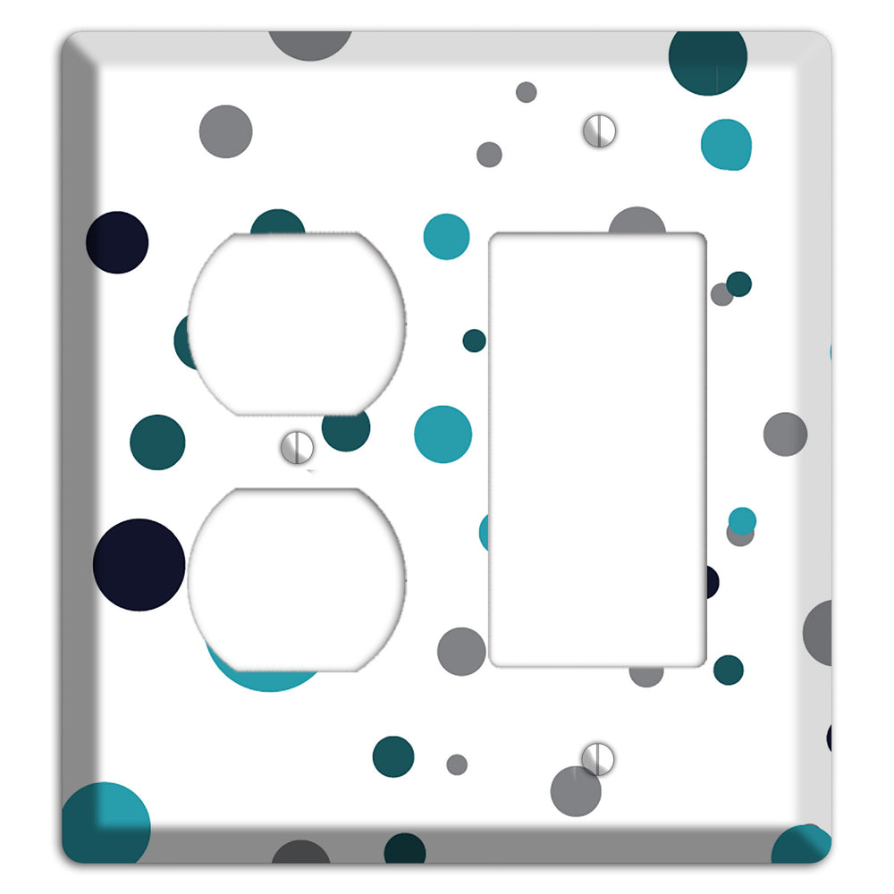 Teal and Blue Dots Duplex / Rocker Wallplate