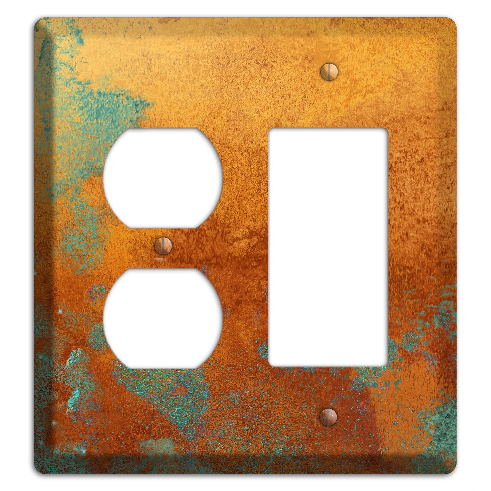 Antique Copper with Green Duplex / Rocker Wallplate