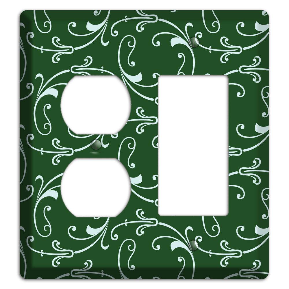 Green Victorian Sprig Duplex / Rocker Wallplate