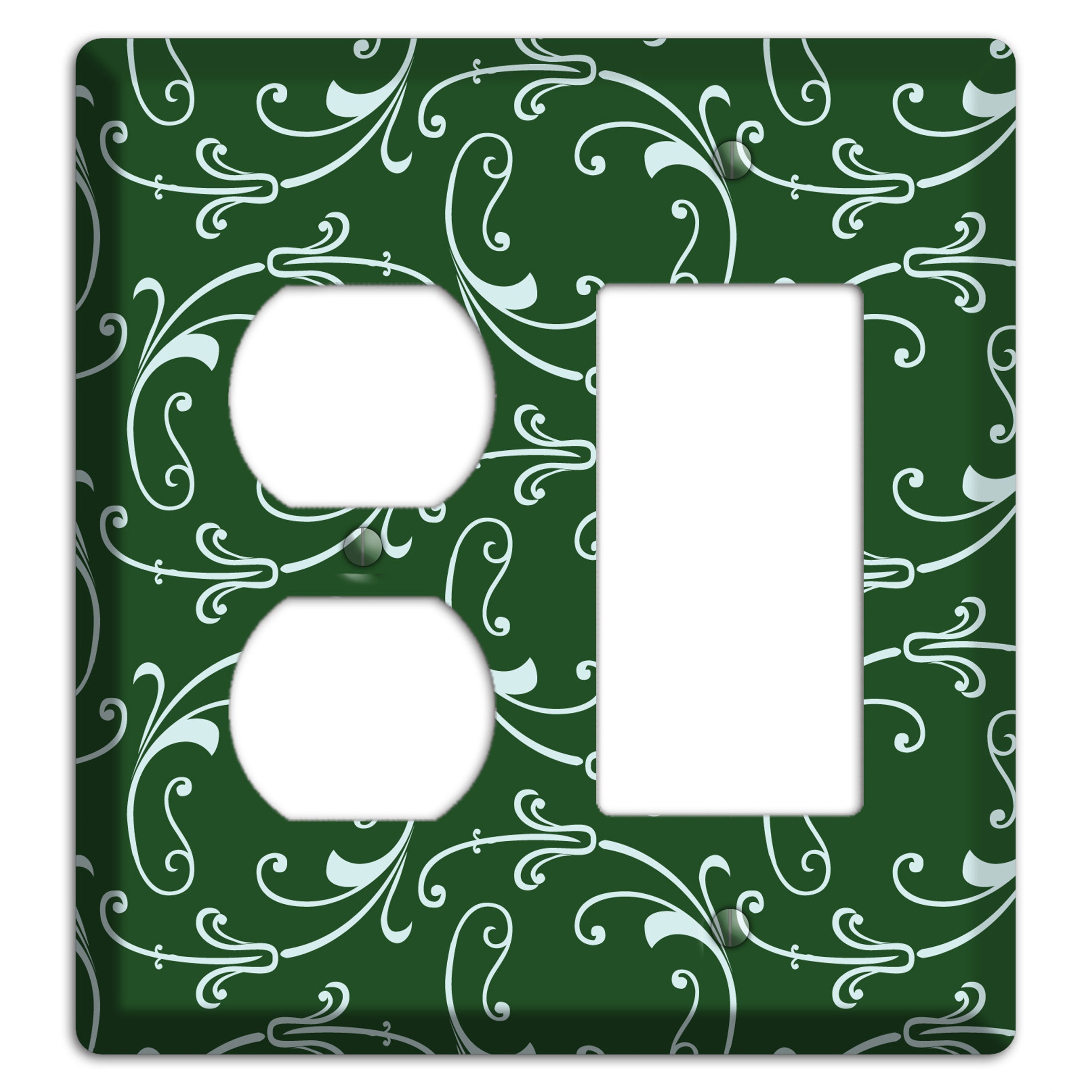 Green Victorian Sprig Duplex / Rocker Wallplate