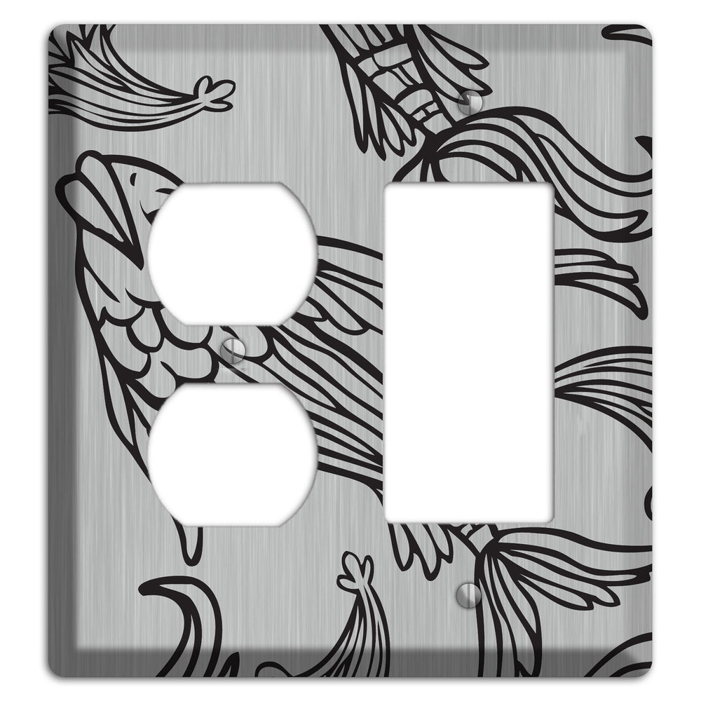 Black Koi Stainless Steel Duplex / Rocker Wallplate