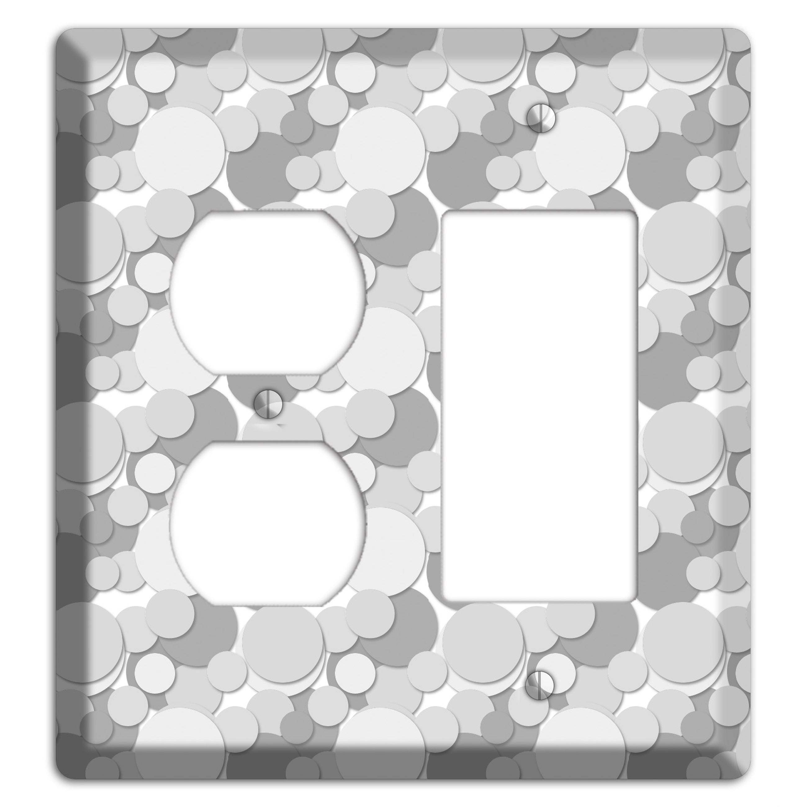 Multi Grey Bubble Dots Duplex / Rocker Wallplate