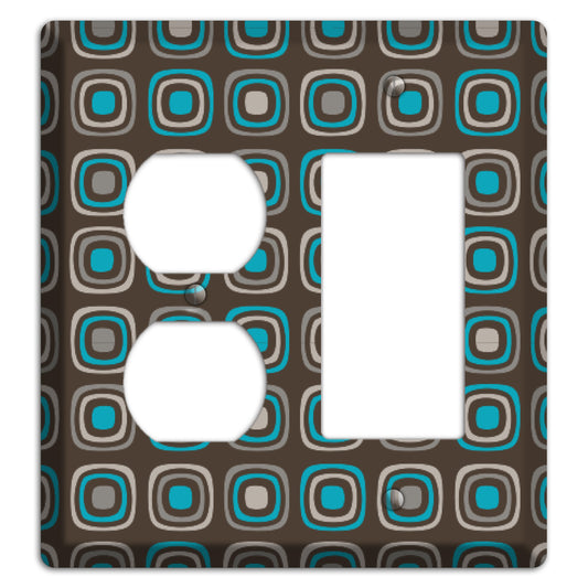 Brown and Blue Rounded Squares Duplex / Rocker Wallplate