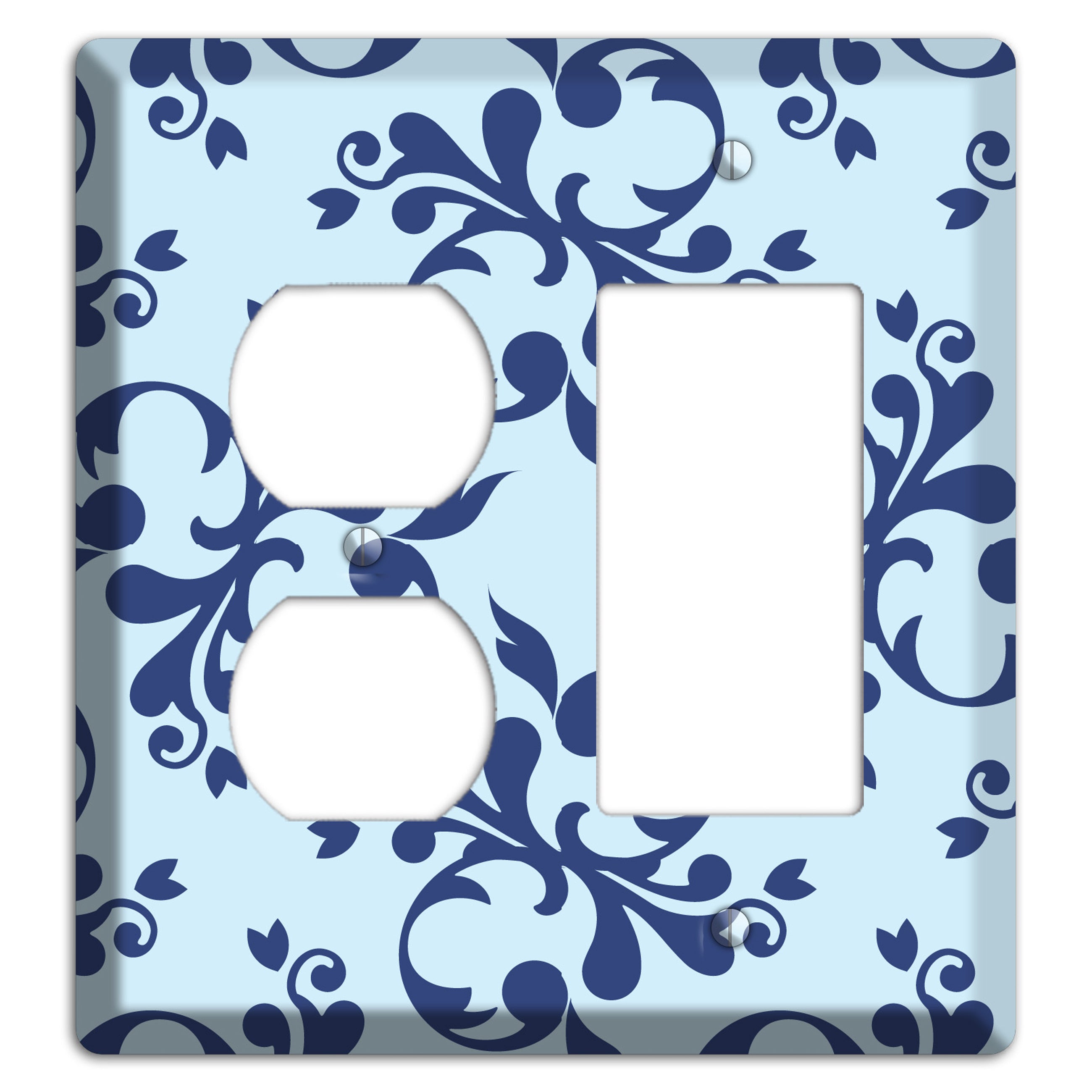 Blue Victorian Toile Duplex / Rocker Wallplate