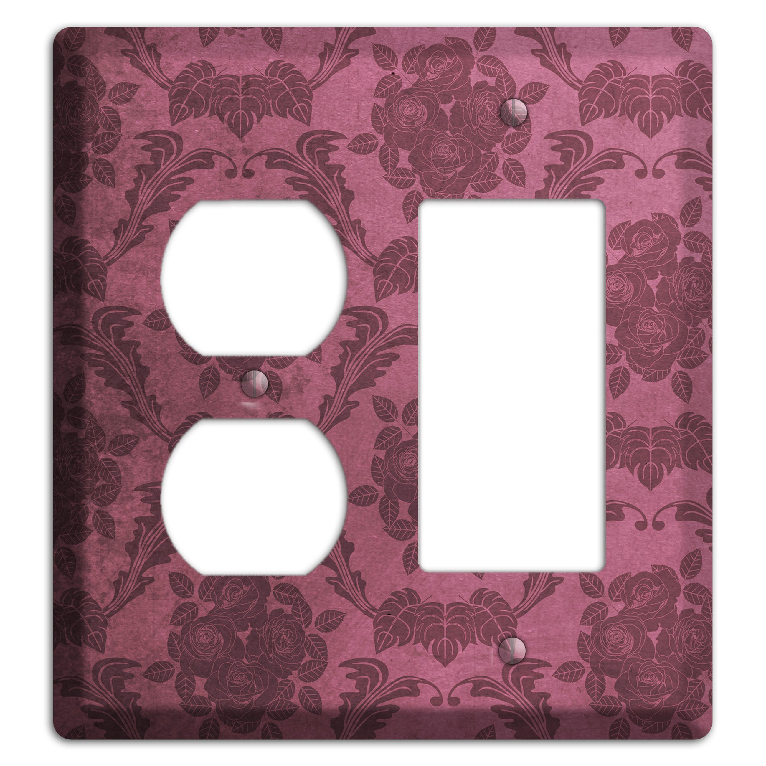 Turkish Rose Vintage Rose Damask Duplex / Rocker Wallplate
