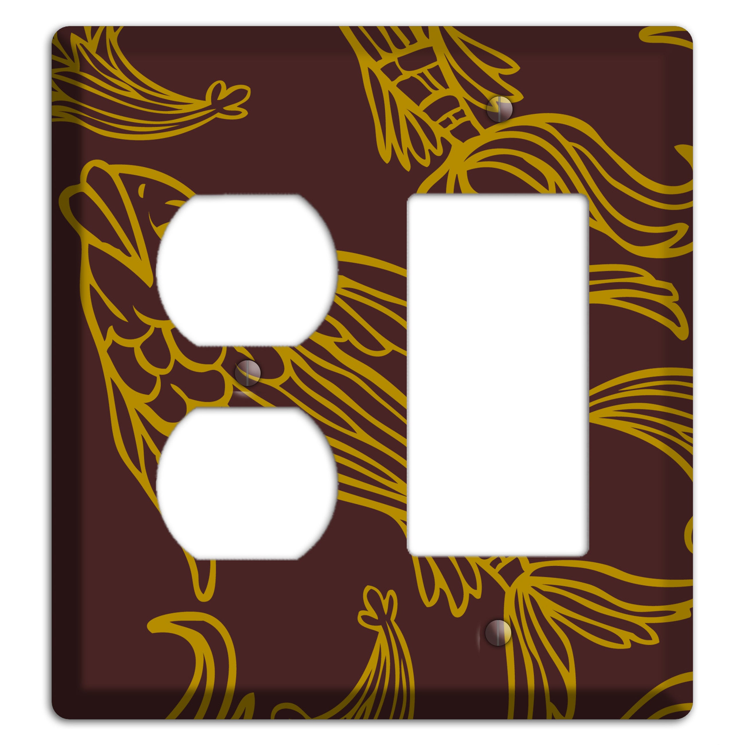 Brown and Beige Koi Duplex / Rocker Wallplate
