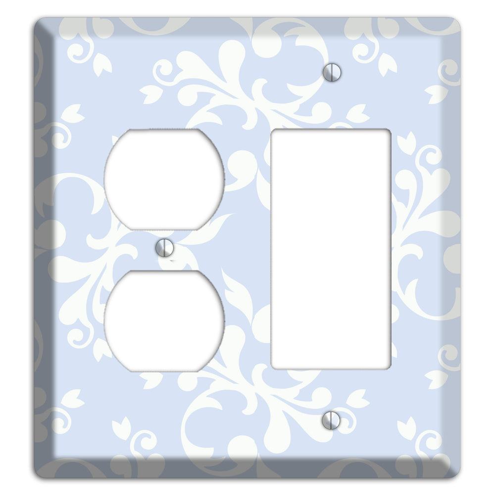 Light Blue Victorian Toile Duplex / Rocker Wallplate