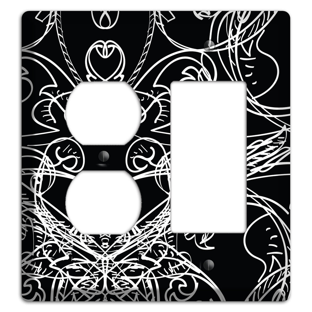 Black Deco Sketch Duplex / Rocker Wallplate