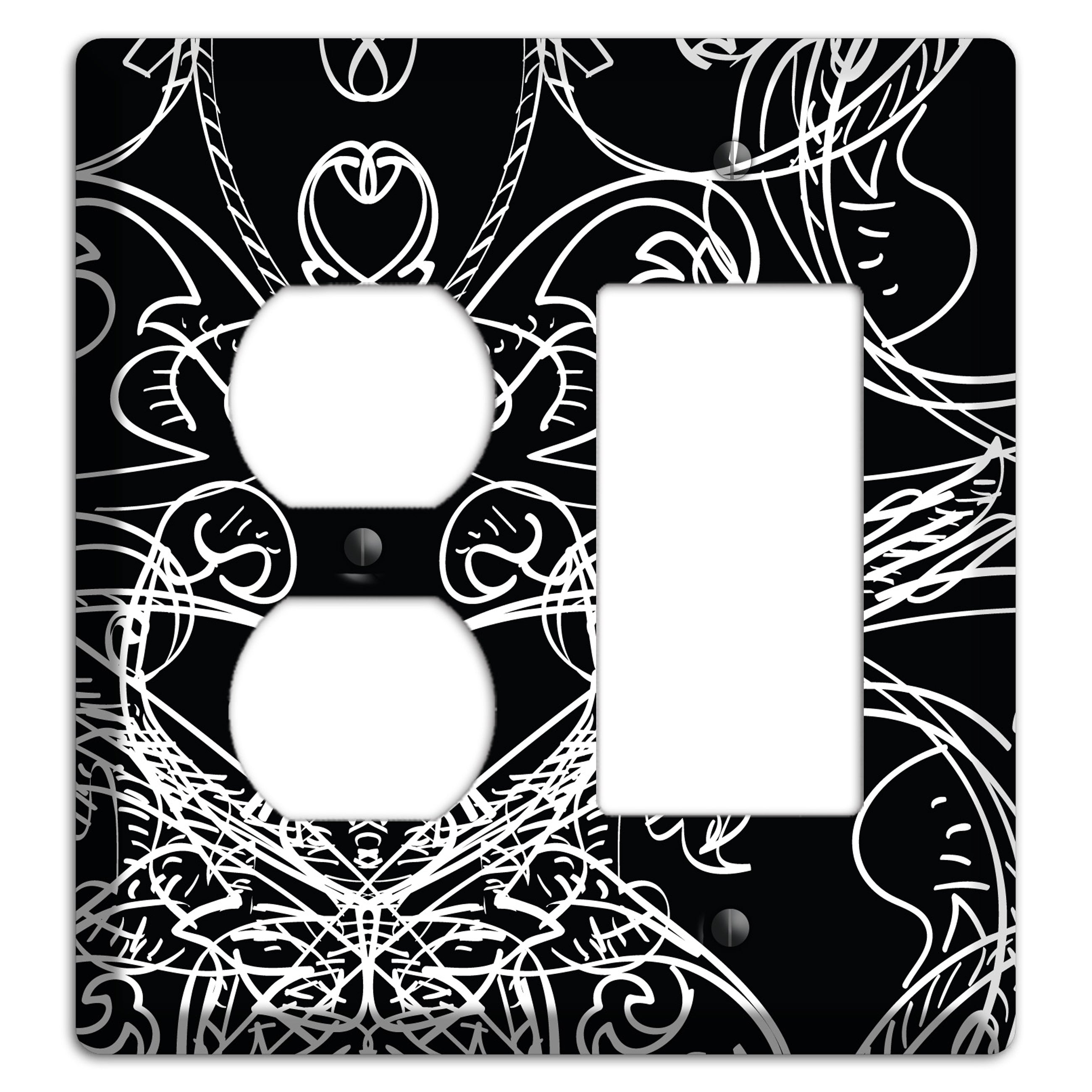 Black Deco Sketch Duplex / Rocker Wallplate