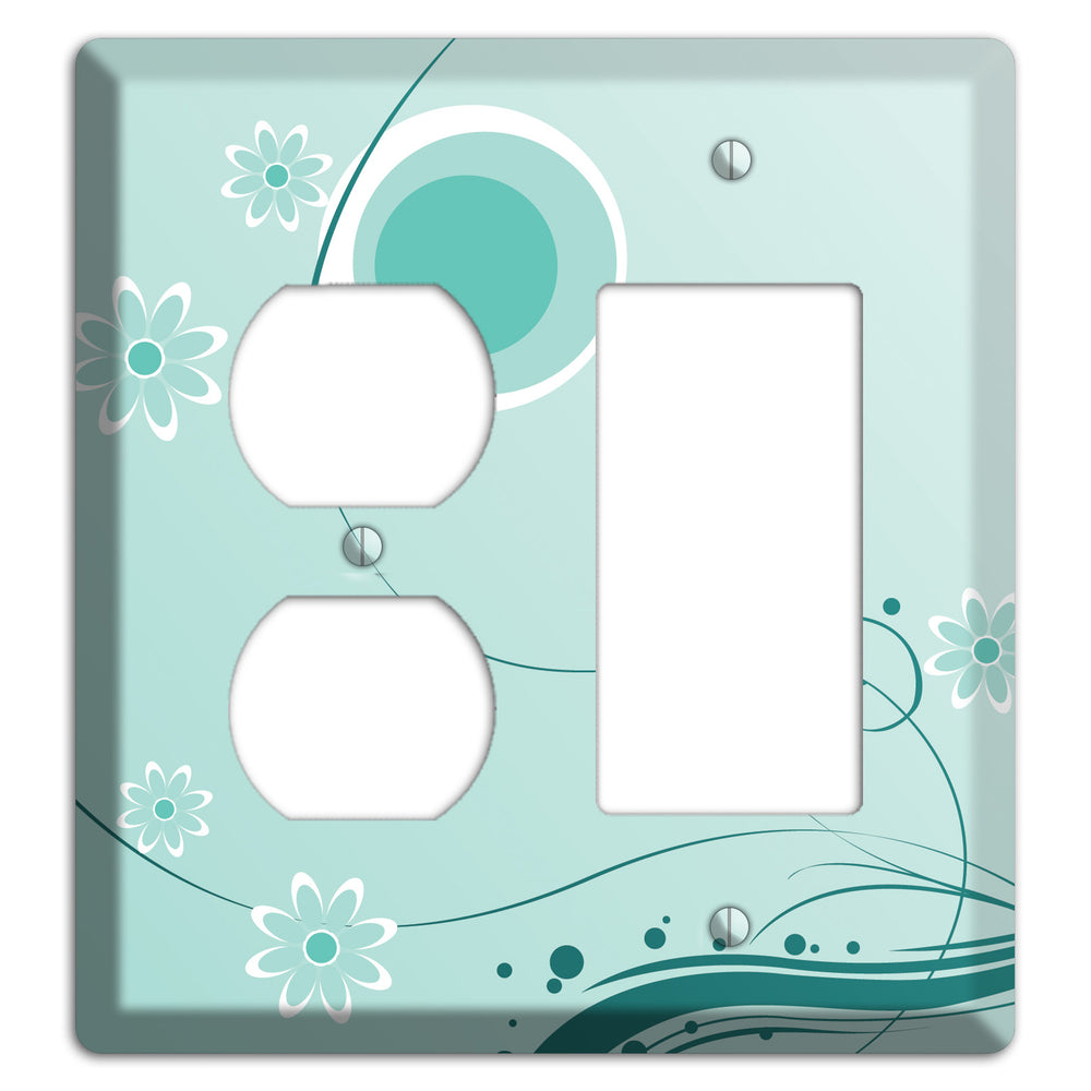 Light Green Floral Duplex / Rocker Wallplate