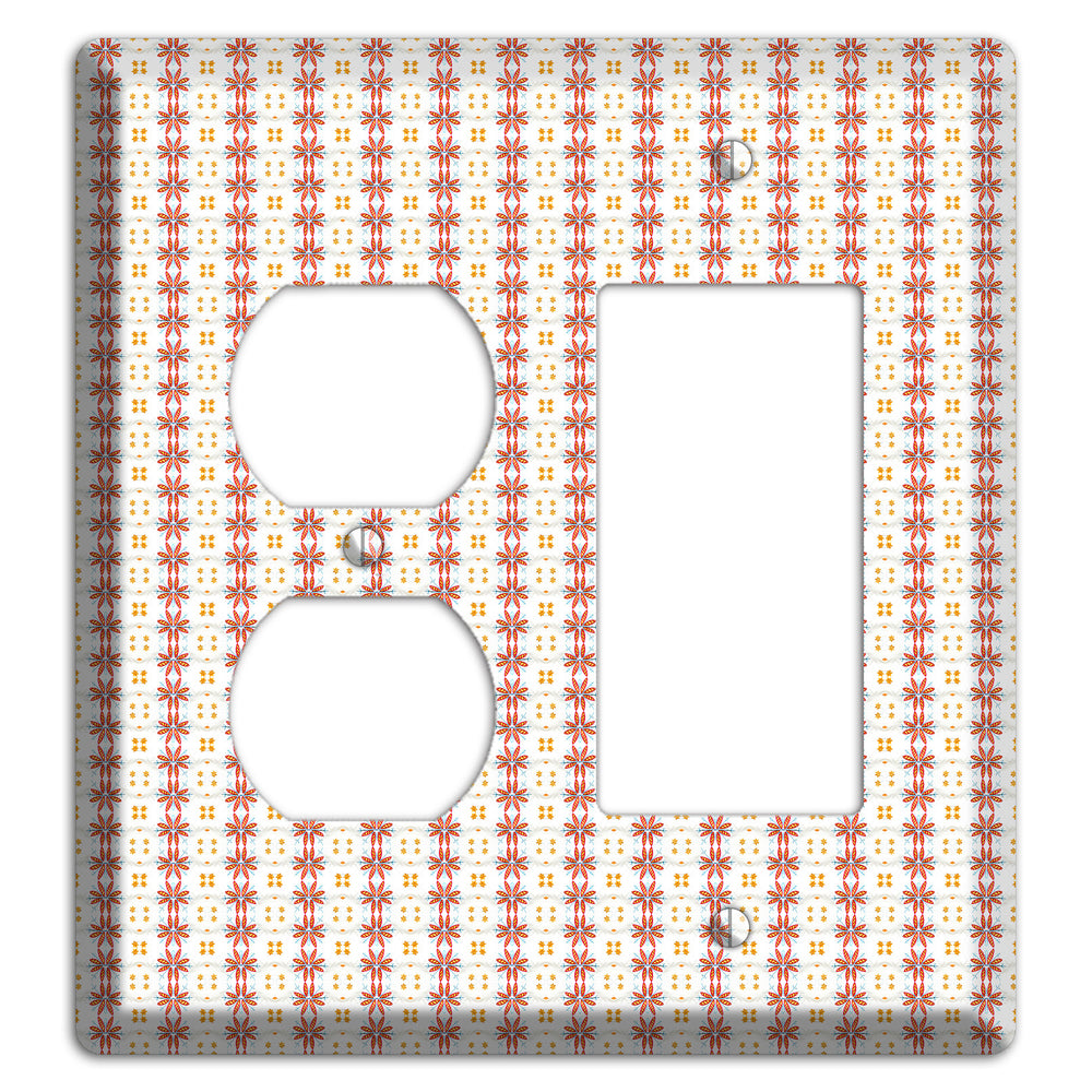 White with Red Smocking Duplex / Rocker Wallplate