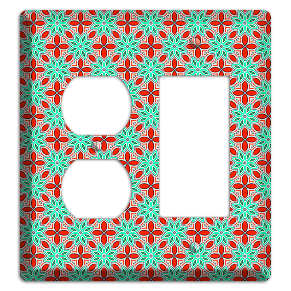Green and Red Foulard Duplex / Rocker Wallplate