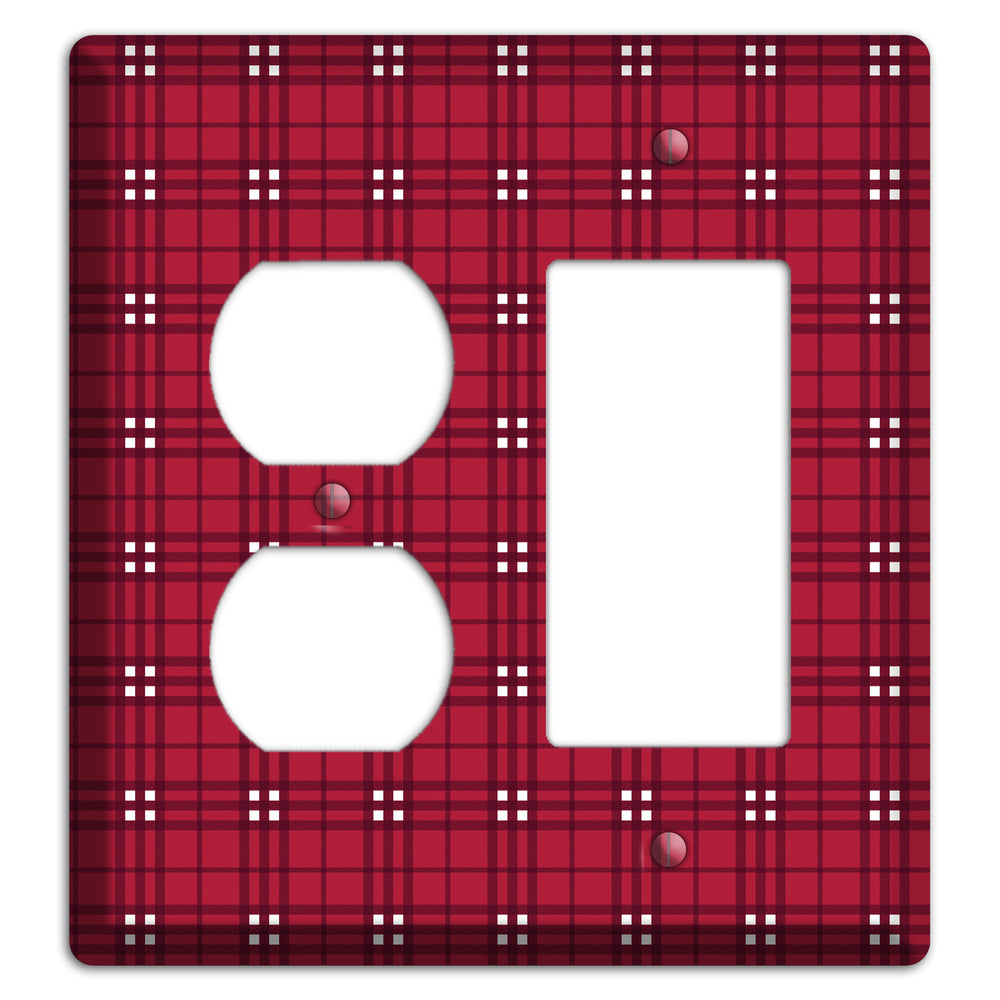 Red and White Plaid Duplex / Rocker Wallplate