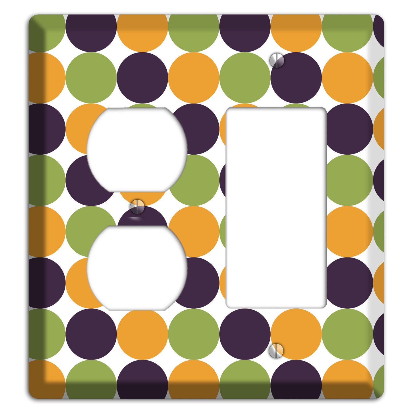Olive Eggplant Orange Tiled Dots Duplex / Rocker Wallplate