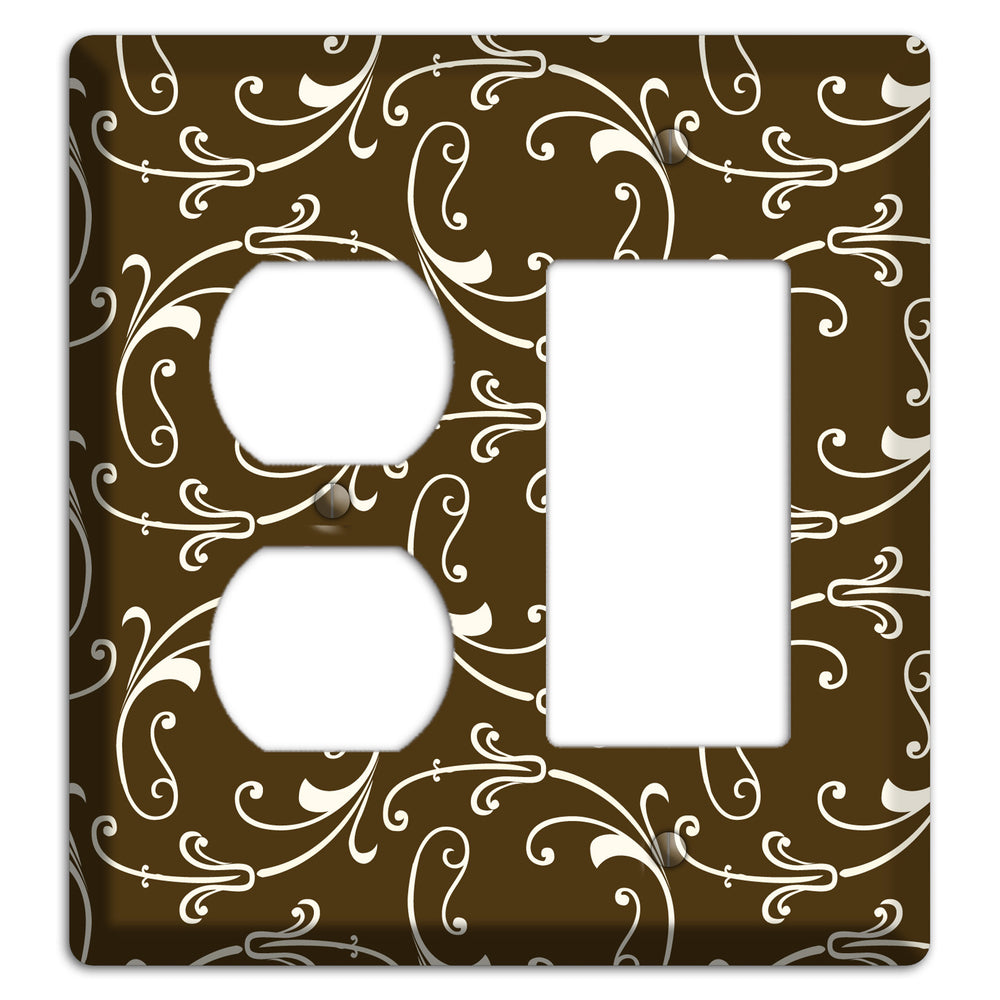 Brown Victorian Sprig Duplex / Rocker Wallplate