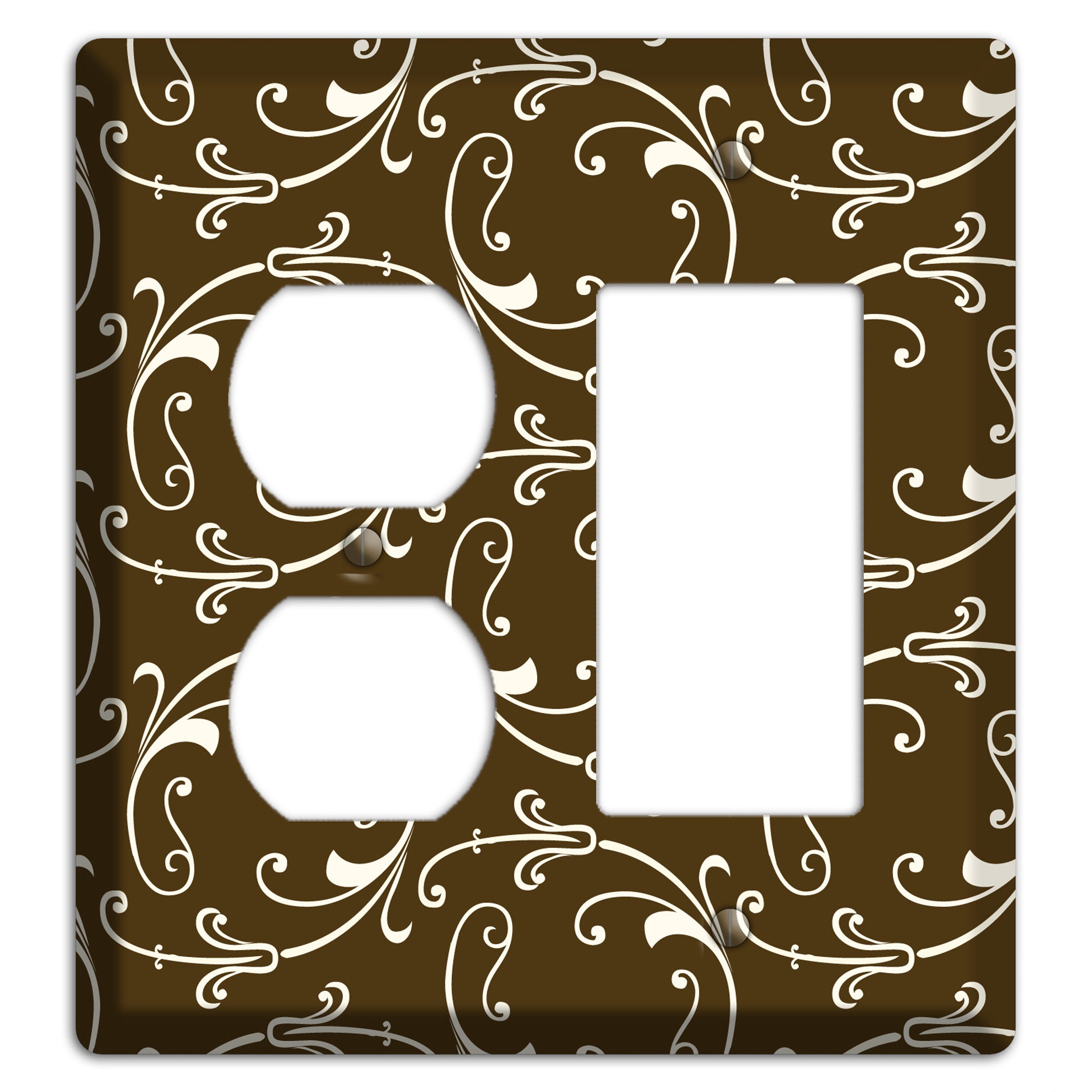 Brown Victorian Sprig Duplex / Rocker Wallplate