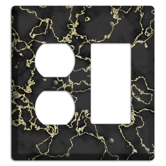 Black and Gold Marble Shatter Duplex / Rocker Wallplate