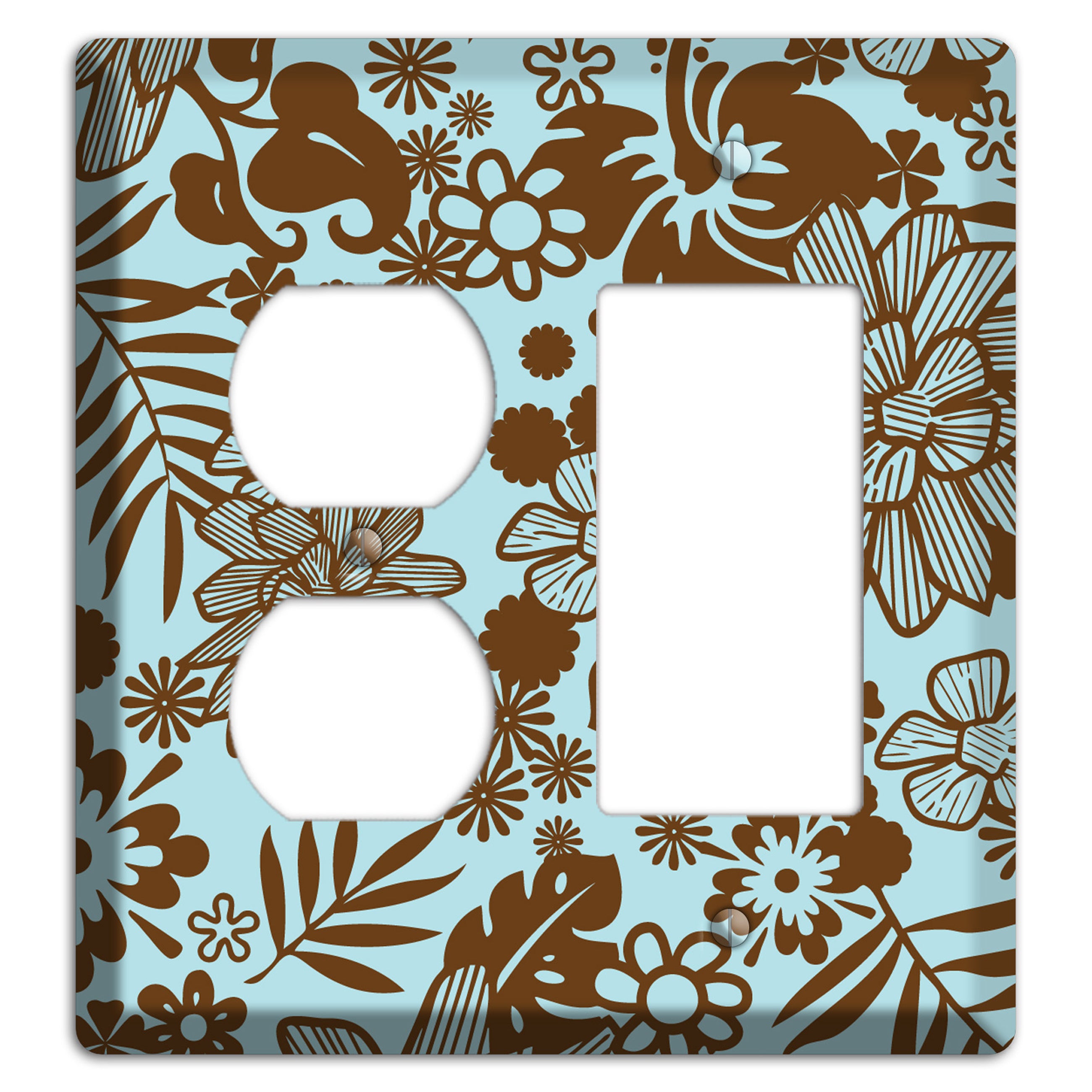 Blue and Brown Tropical Duplex / Rocker Wallplate