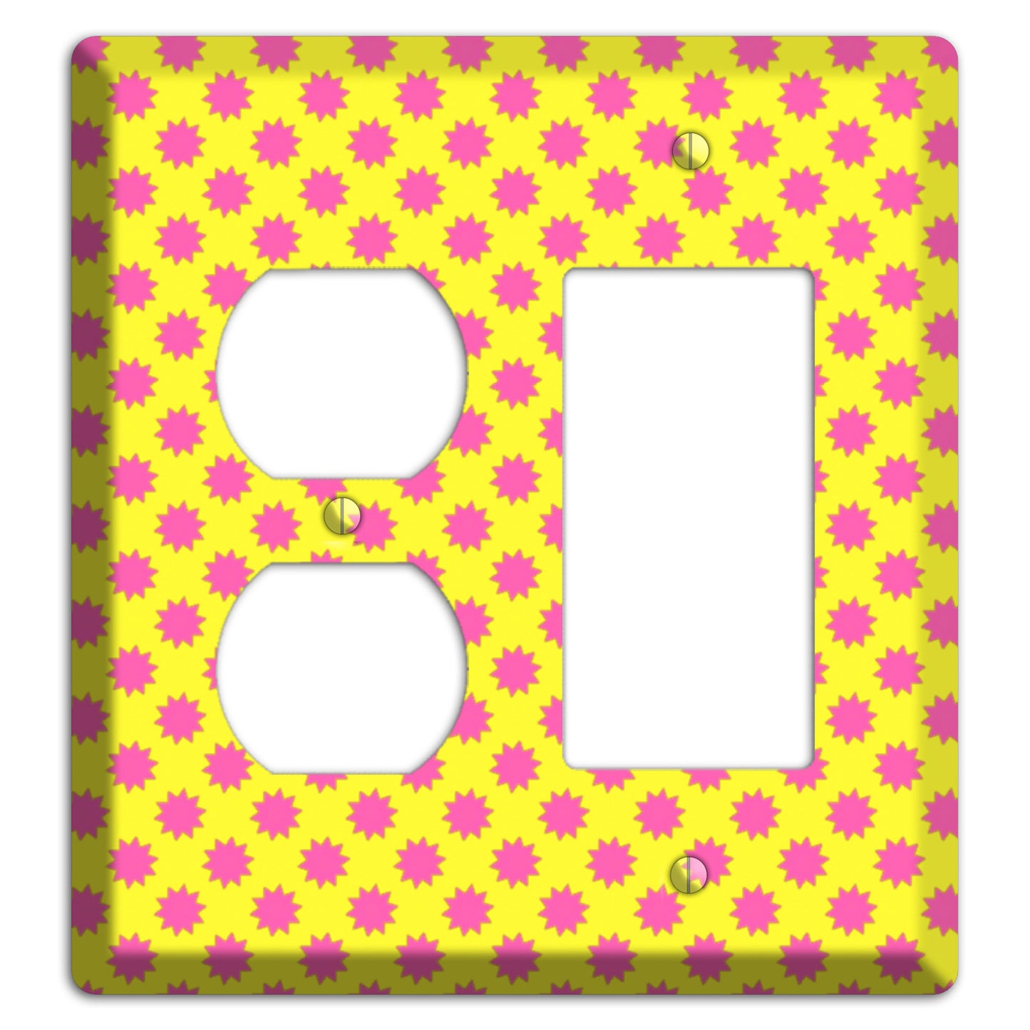 Yellow with Pink Burst Duplex / Rocker Wallplate