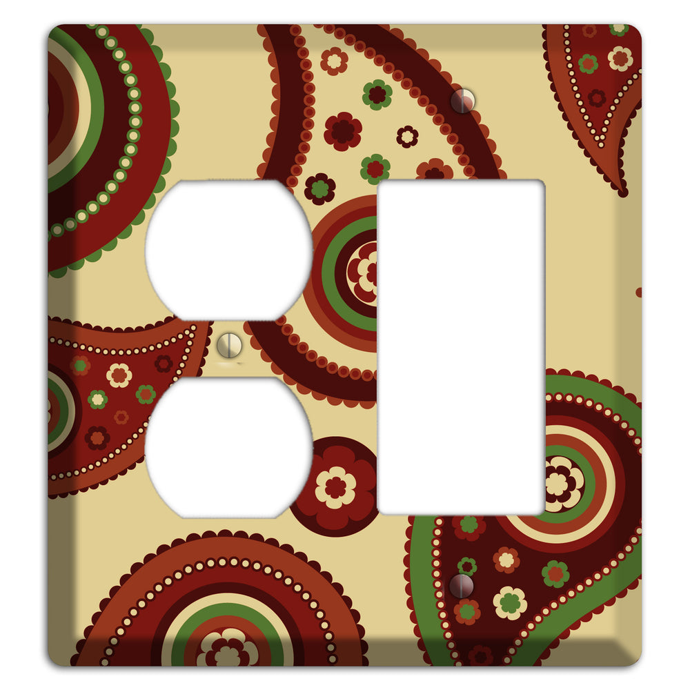 Beige Paisley Duplex / Rocker Wallplate