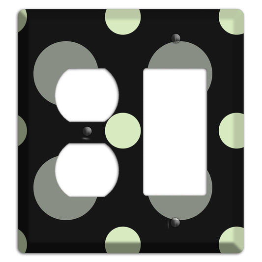 Black with Grey and Sage Multi Medium Polka Dots Duplex / Rocker Wallplate