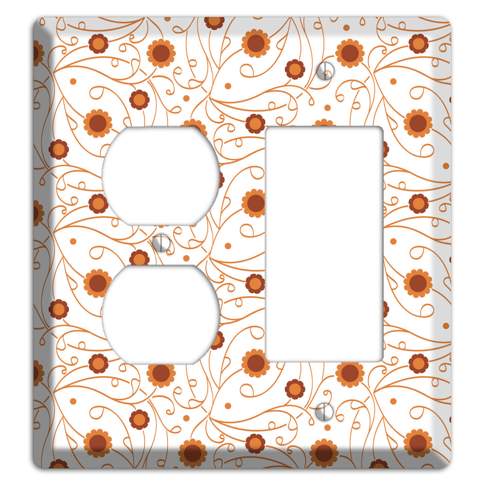 White Vine Floral Duplex / Rocker Wallplate
