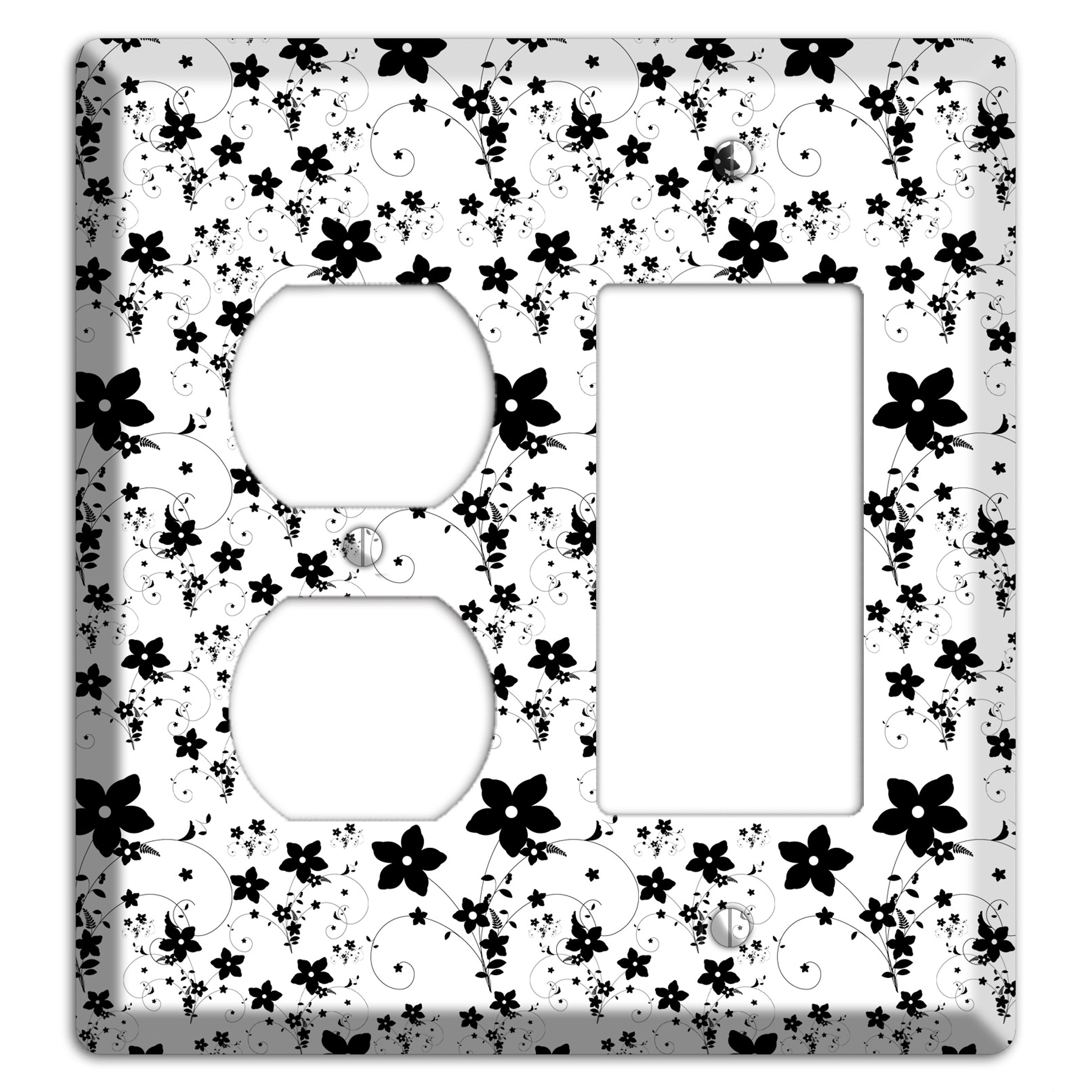 Black and White Flowers Duplex / Rocker Wallplate