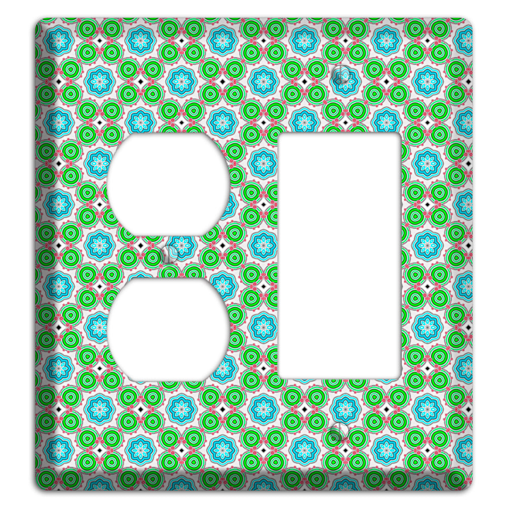 Green and Blue Foulard Duplex / Rocker Wallplate
