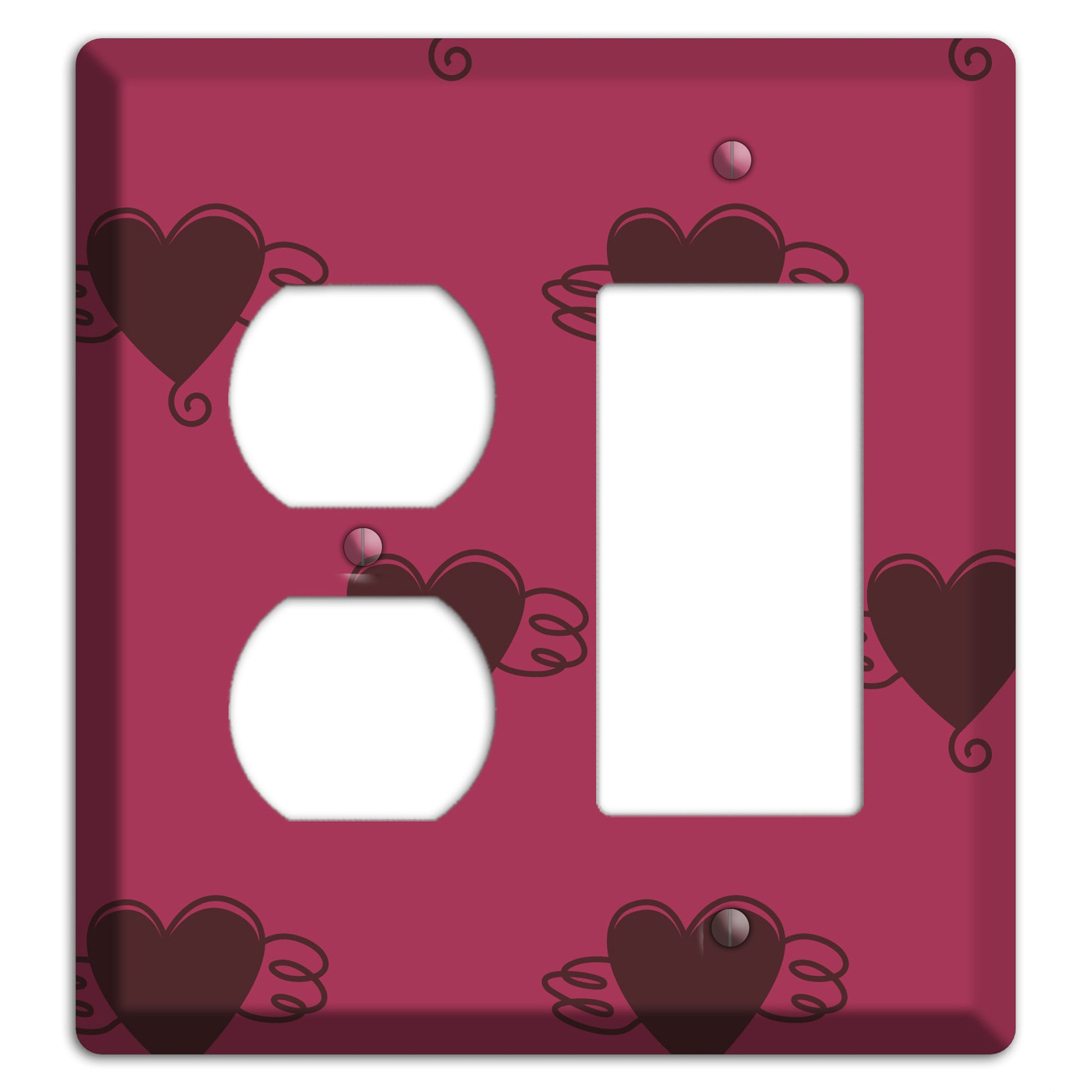 Fuschia Winged Hearts 2 Duplex / Rocker Wallplate