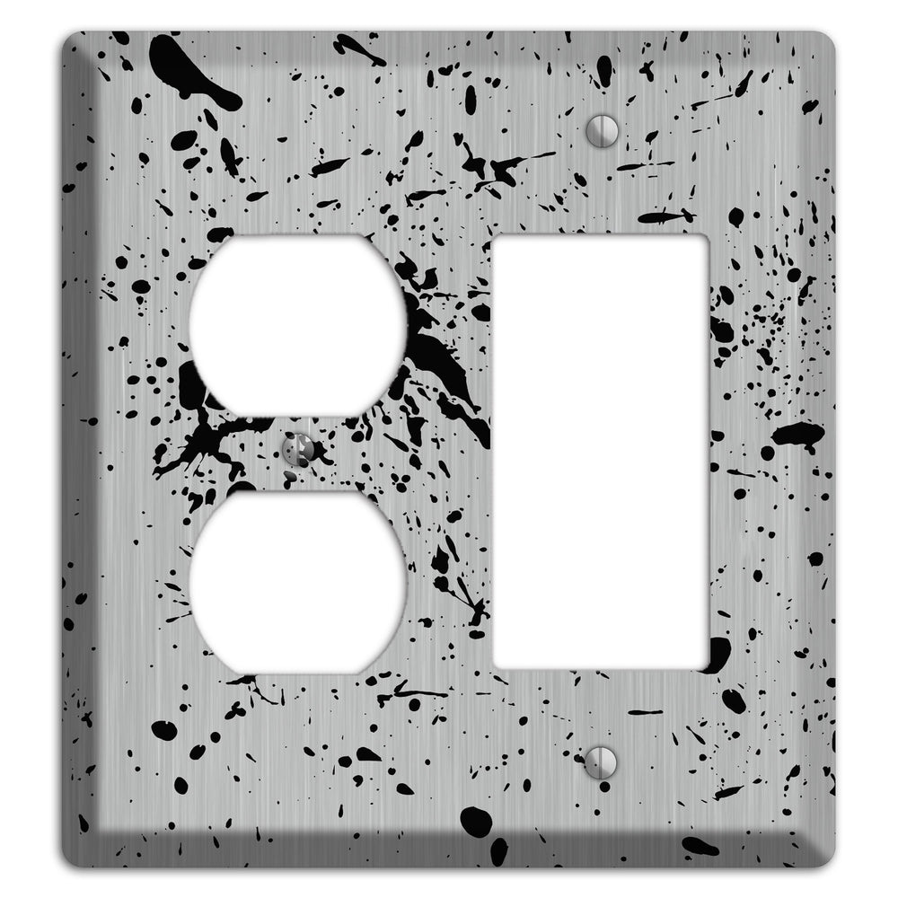 Ink Splash 4 Stainless Steel Duplex / Rocker Wallplate