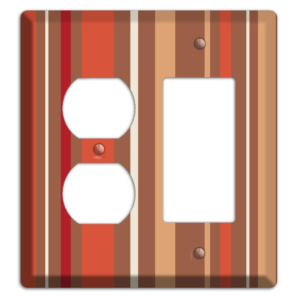 Multi Coral Vertical Stripe Duplex / Rocker Wallplate