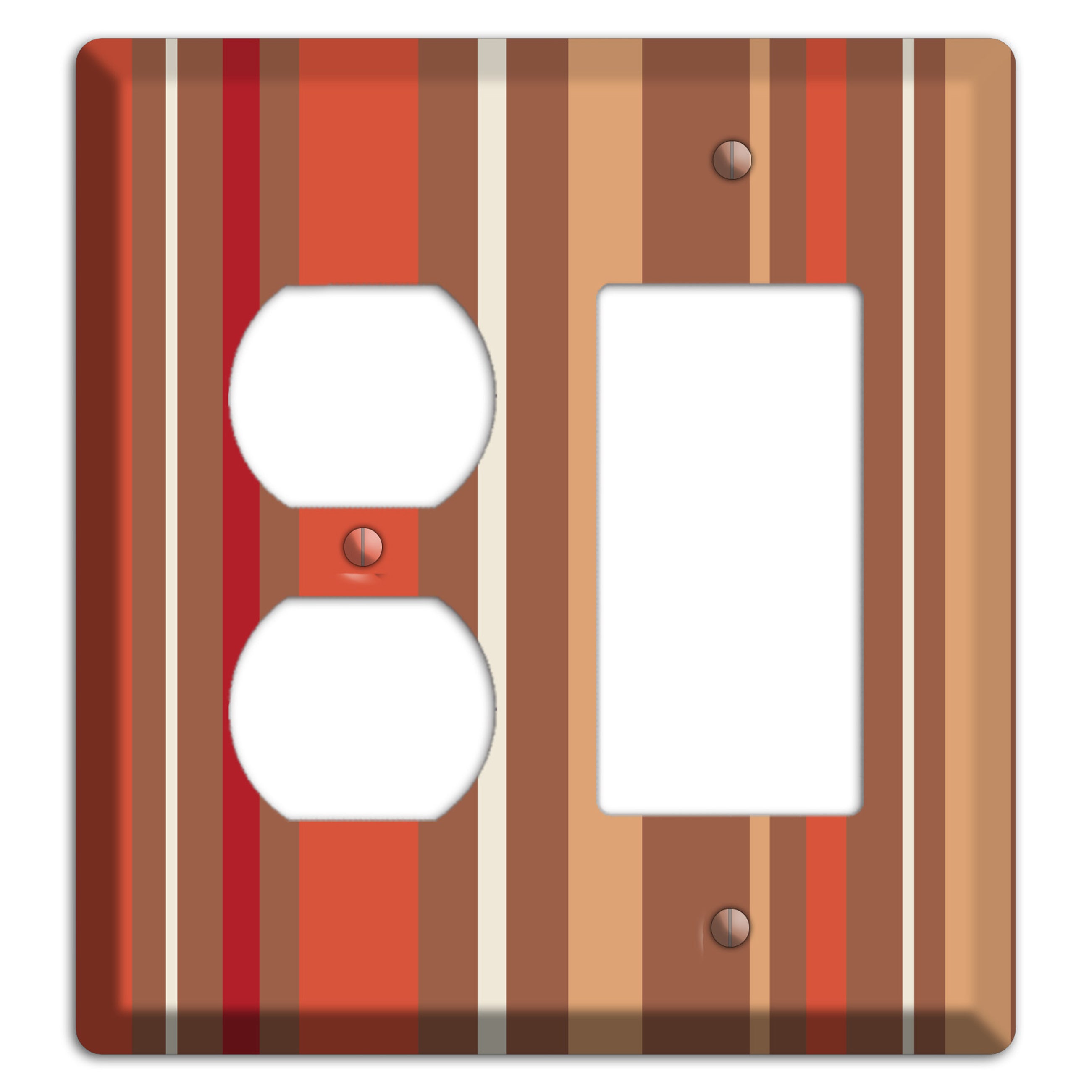 Multi Coral Vertical Stripe Duplex / Rocker Wallplate