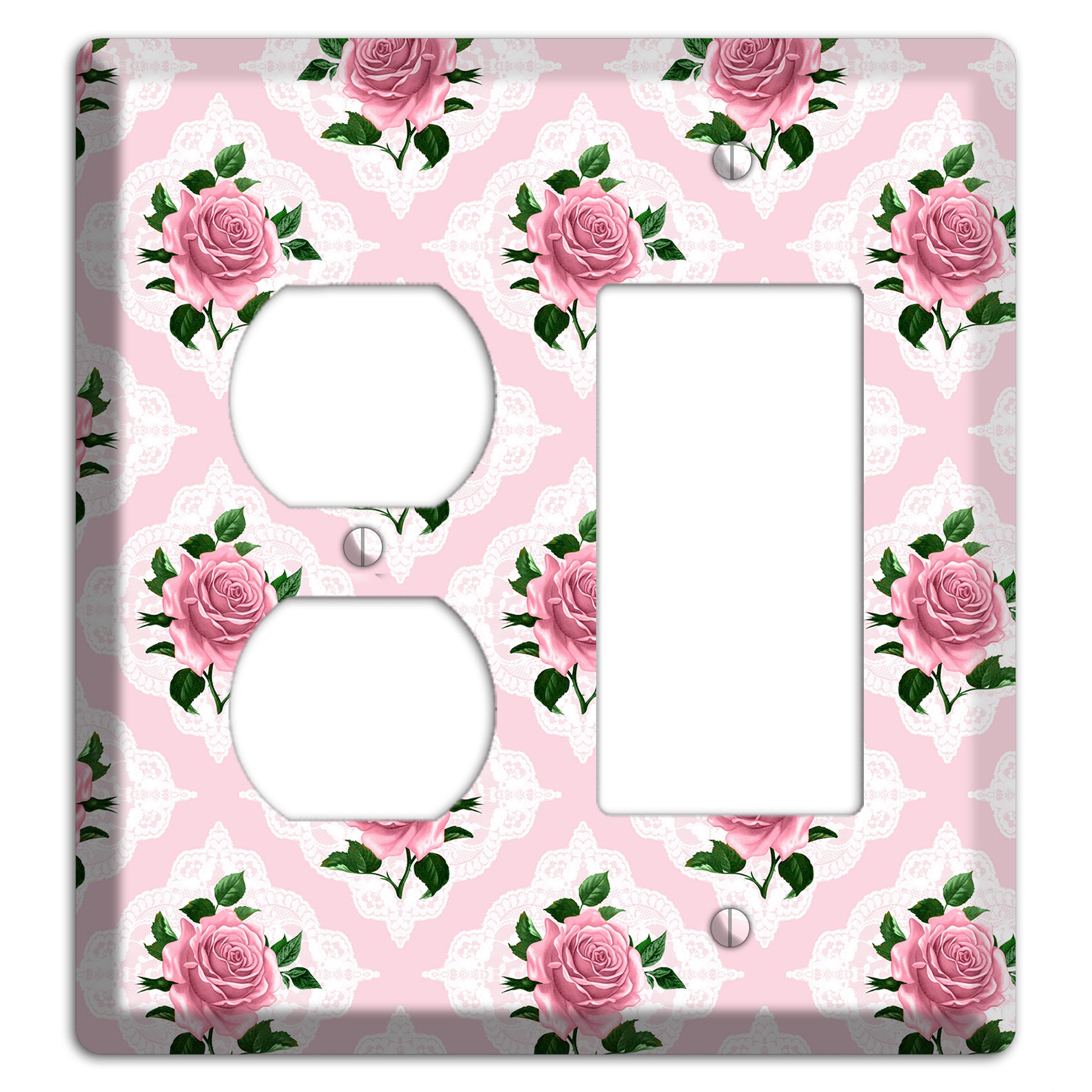 Pink Rose Doily Duplex / Rocker Wallplate