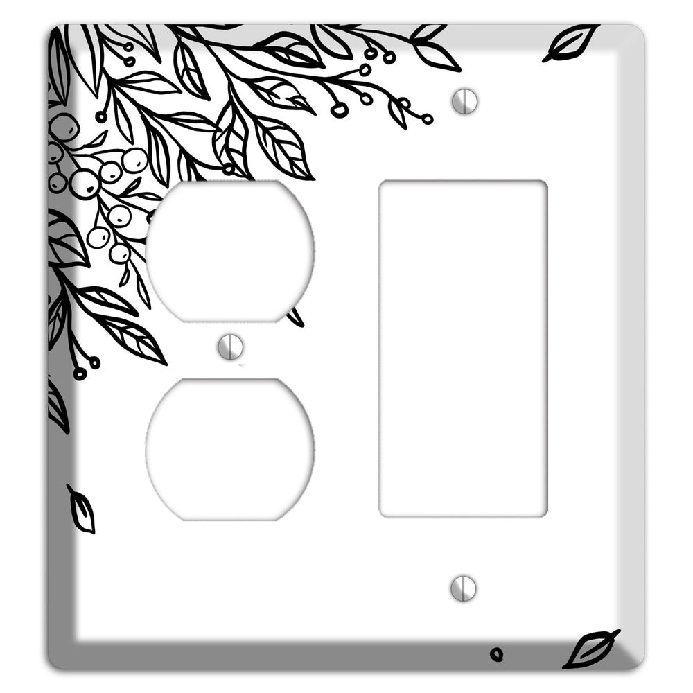 Hand-Drawn Floral 4 Duplex / Rocker Wallplate