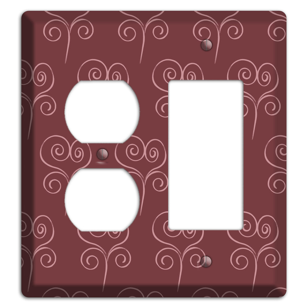 Maroon Scroll Heart Duplex / Rocker Wallplate