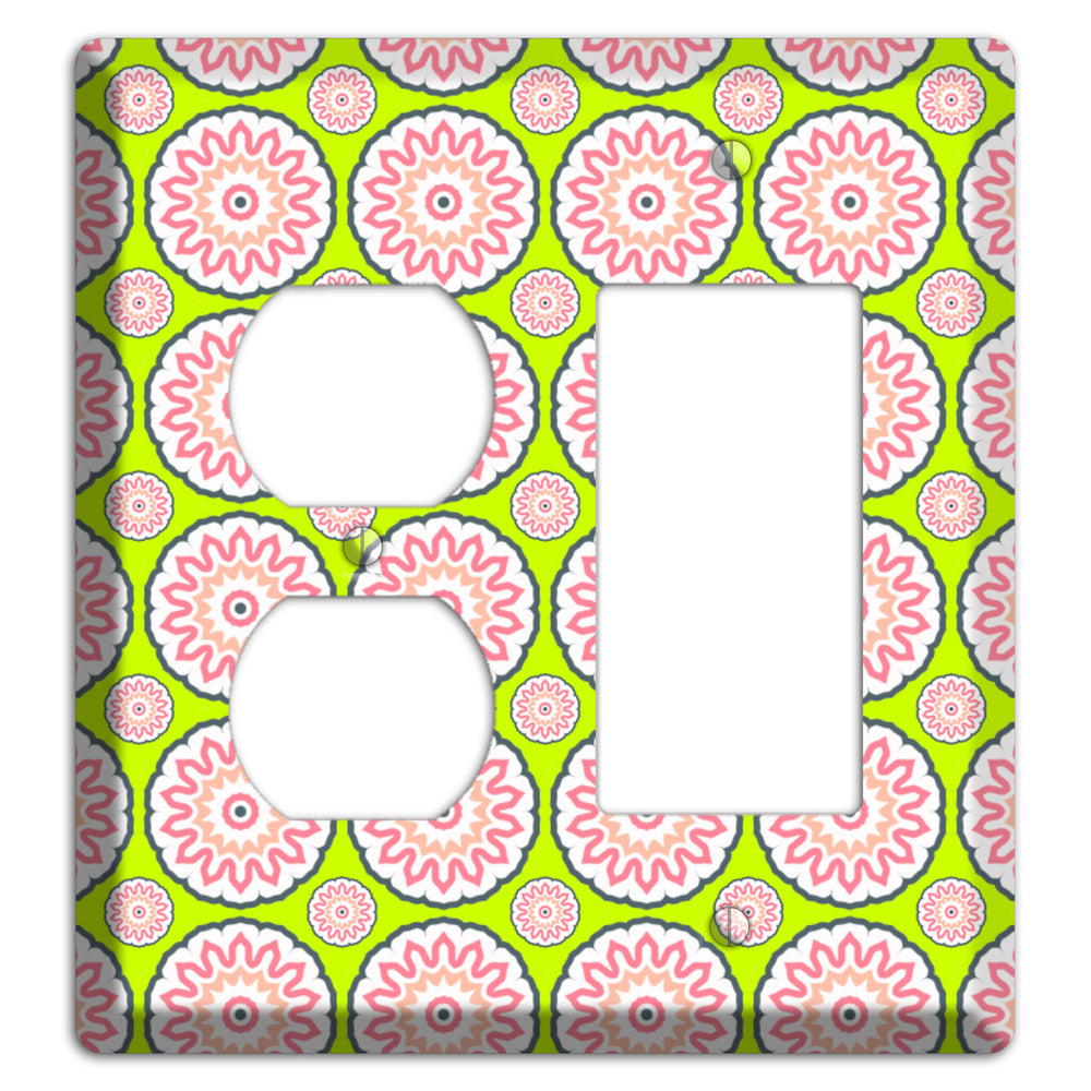Green with Tiled Suzani Duplex / Rocker Wallplate