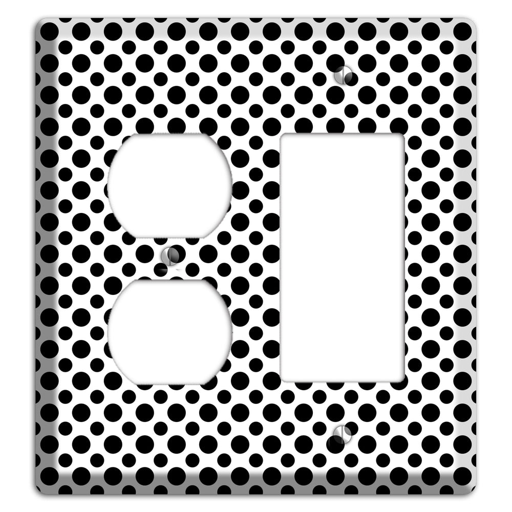 White with Black Multi Small Polka Dots Duplex / Rocker Wallplate