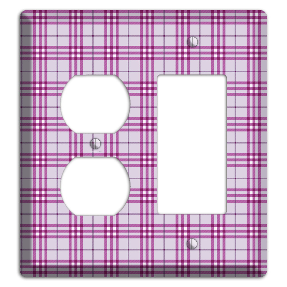 Purple Plaid Duplex / Rocker Wallplate