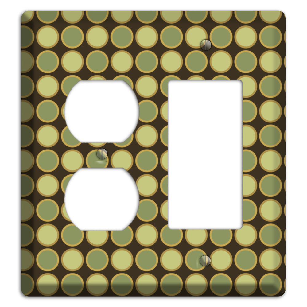 Dark Grey with Multi Olive Tiled Dots Duplex / Rocker Wallplate
