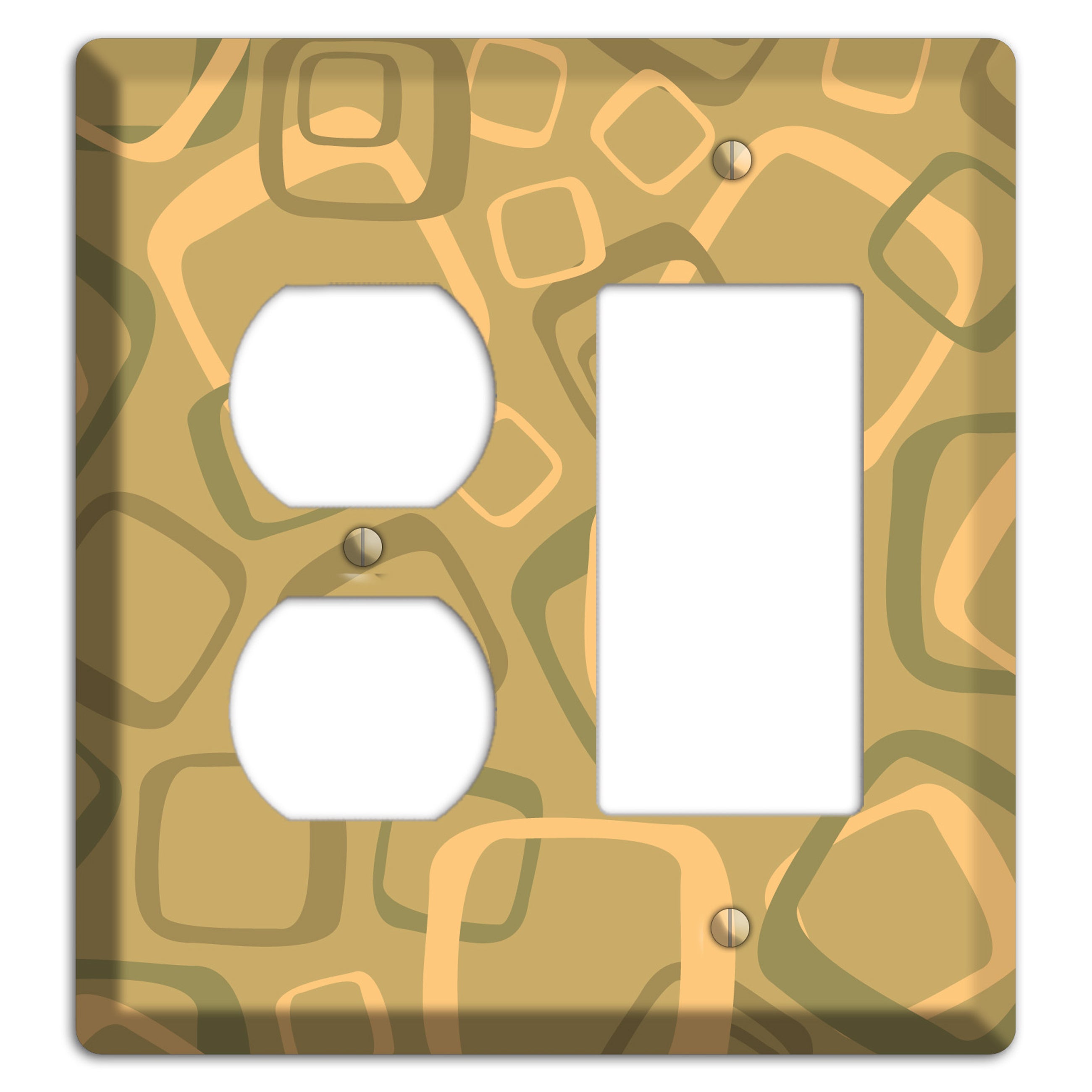 Multi Olive Random Retro Squares Duplex / Rocker Wallplate