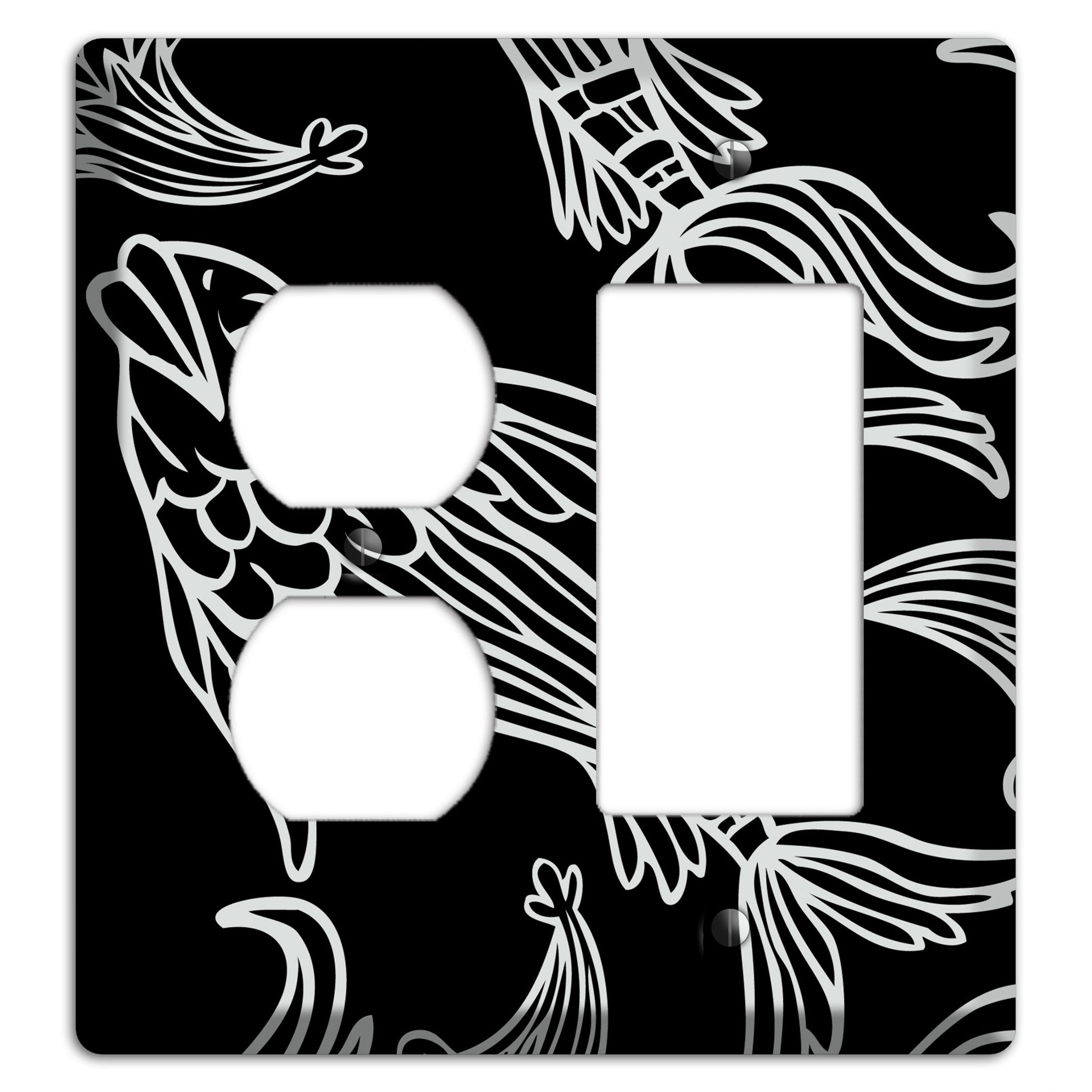 Black and White Koi Duplex / Rocker Wallplate