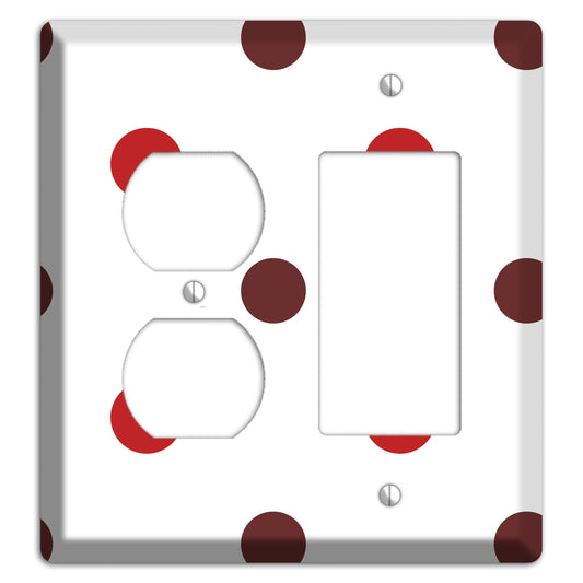 Red and Brown Medium Polka Dots Duplex / Rocker Wallplate