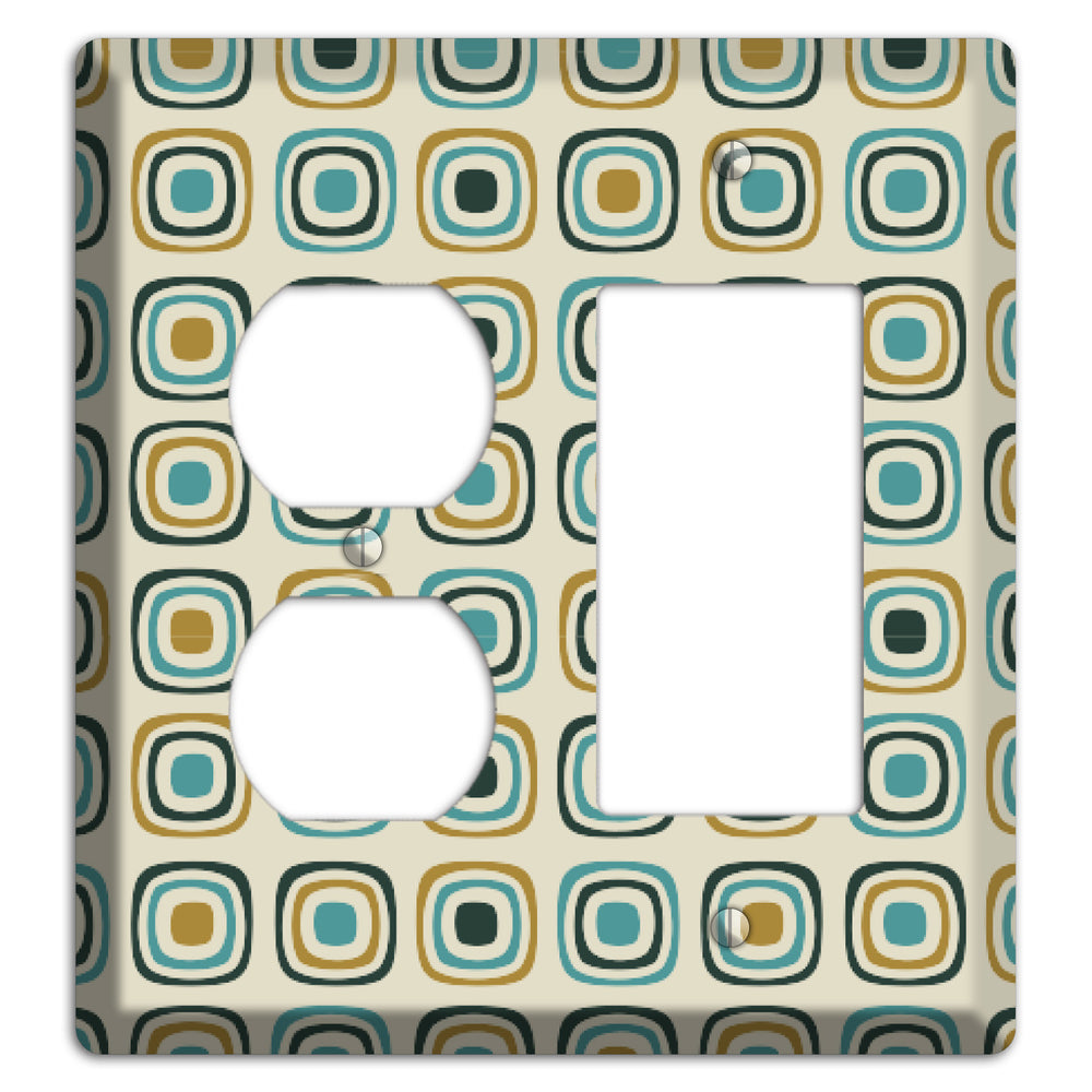Yellow and Blue Rounded Squares Duplex / Rocker Wallplate