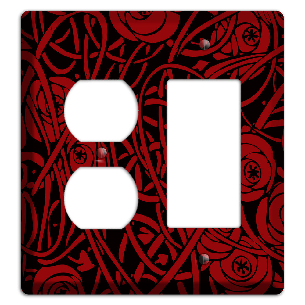 Red Deco Floral Duplex / Rocker Wallplate