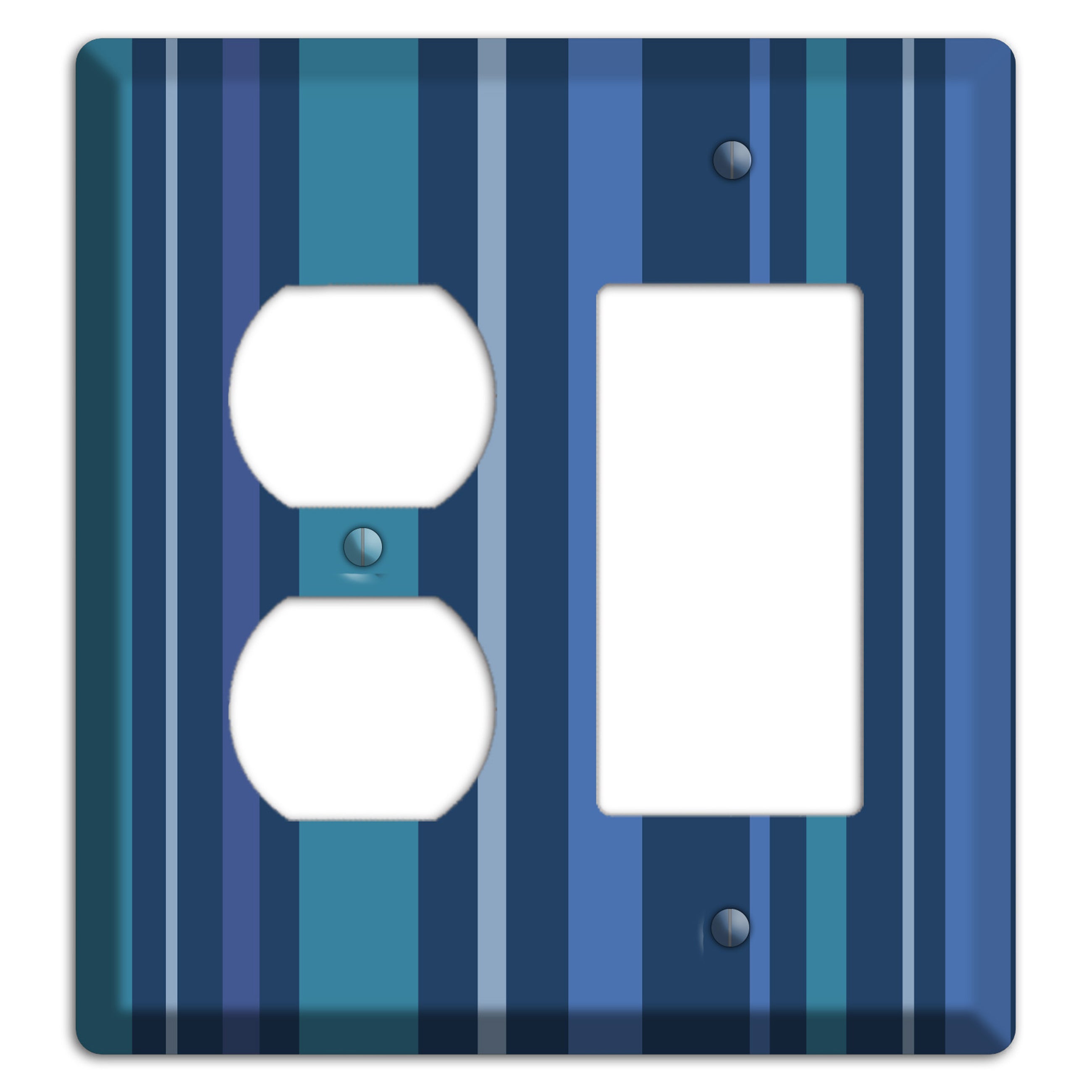 Multi Blue Vertical Stripes Duplex / Rocker Wallplate