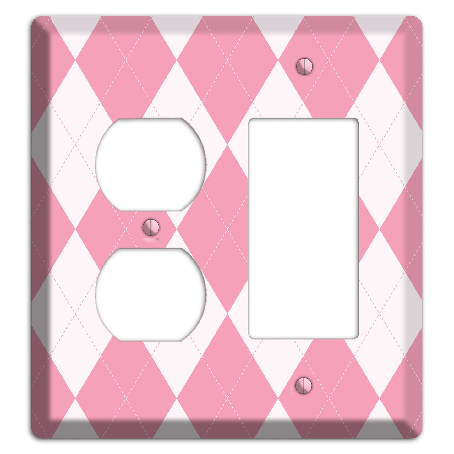 Pink Argyle Duplex / Rocker Wallplate