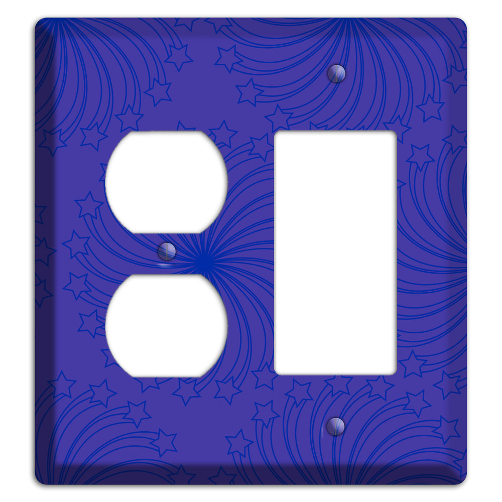 Multi Purple Star Swirl Duplex / Rocker Wallplate