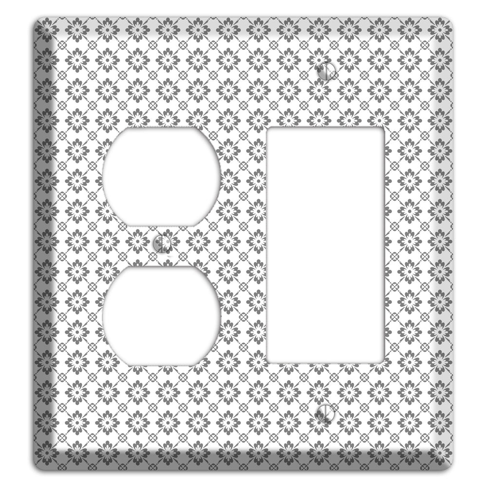 White with Grey Foulard Duplex / Rocker Wallplate