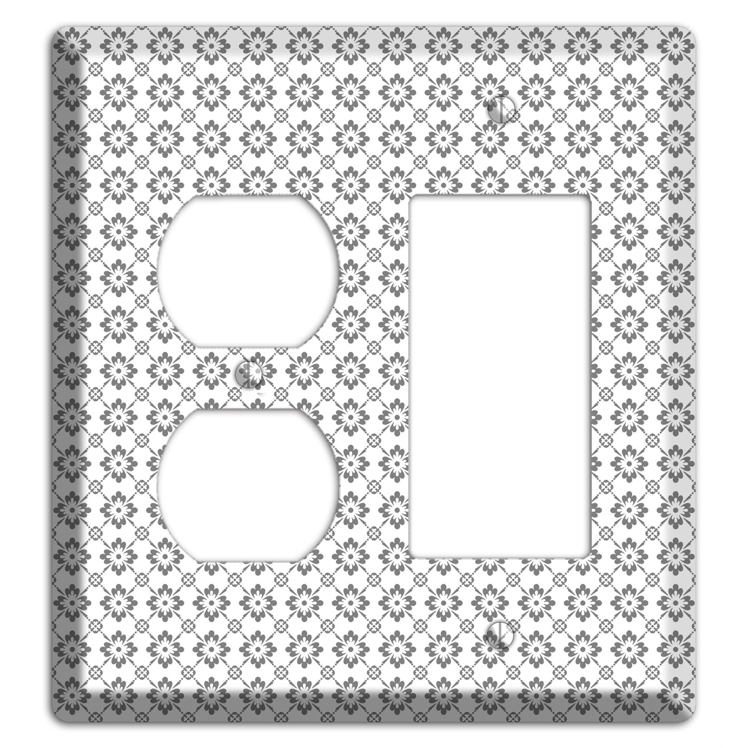 White with Grey Foulard Duplex / Rocker Wallplate
