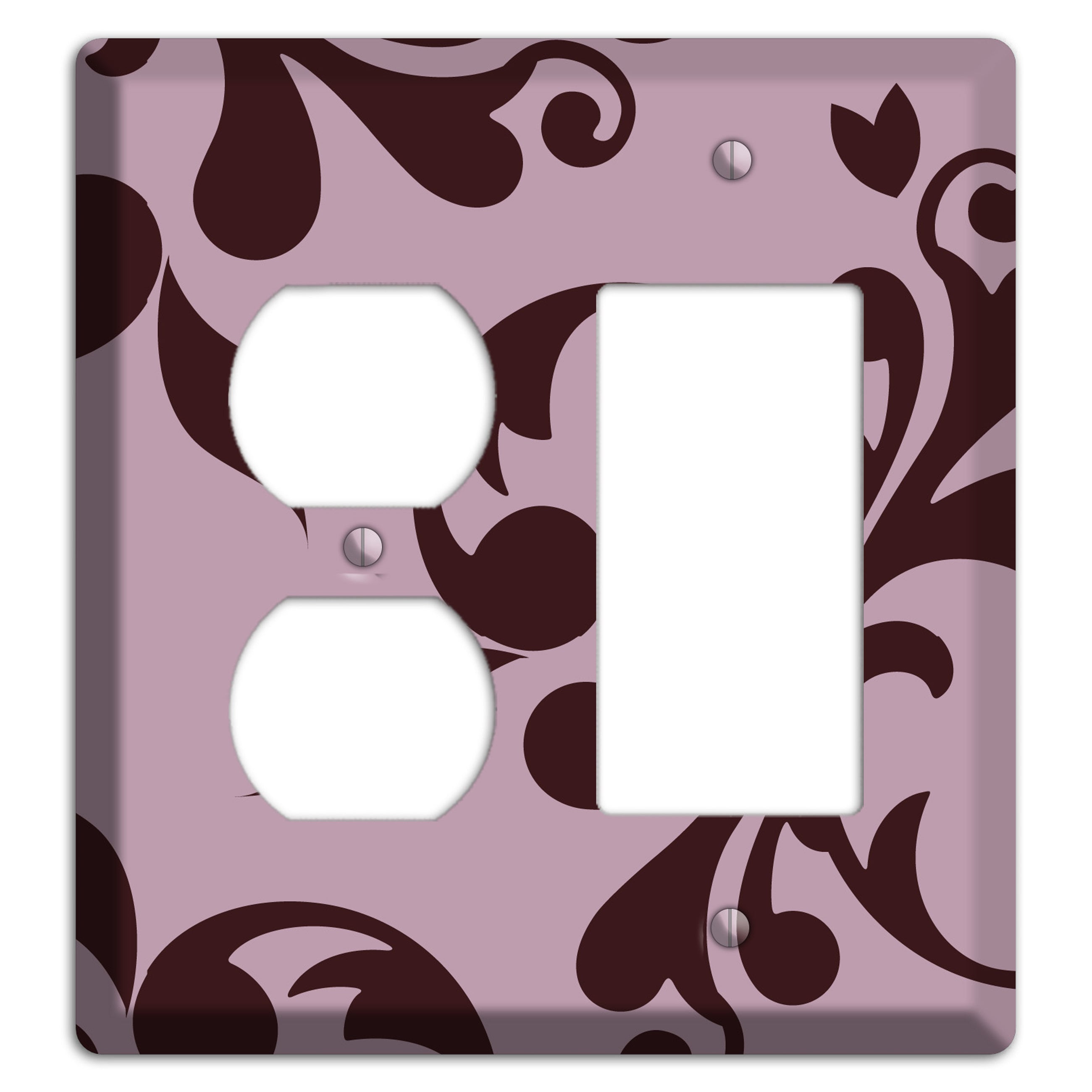 Dusty Rose and Burgundy Toile Duplex / Rocker Wallplate